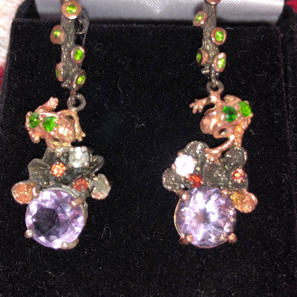 Genuine Amethyst Sterling Silver Earrings